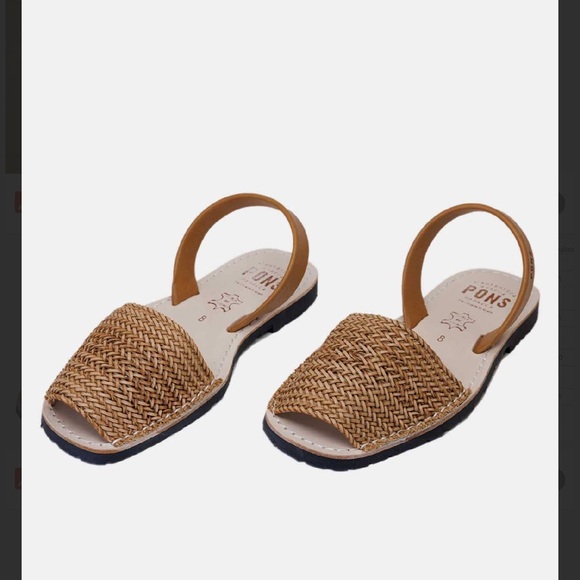 Pons Shoes - Tan Woven Leather Slingback Sandals